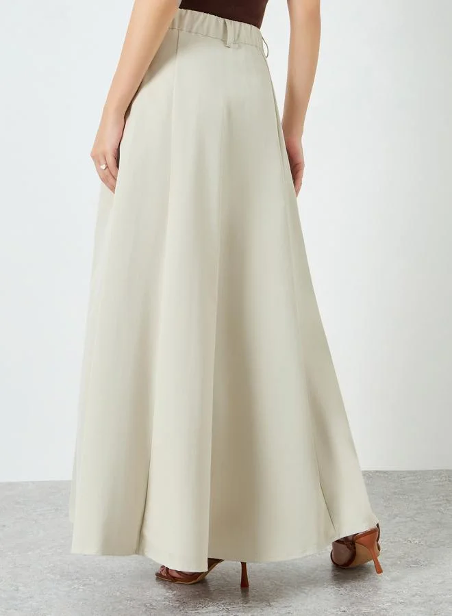 Styli  Women Beige A-Line Maxi Skirt for Women | Best Price UAE